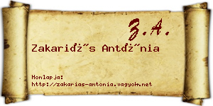 Zakariás Antónia névjegykártya